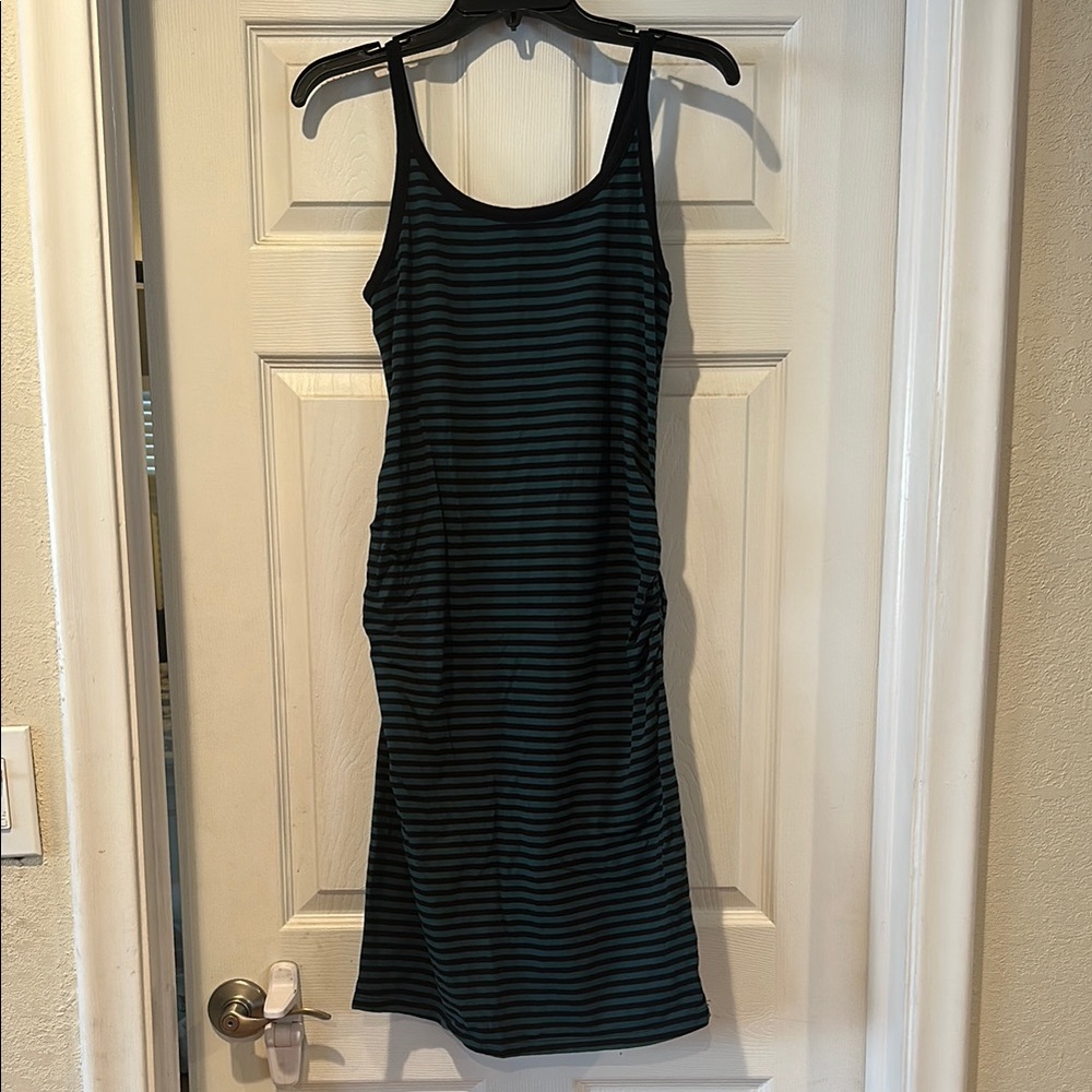 Striped Black and Green Maternity Dress